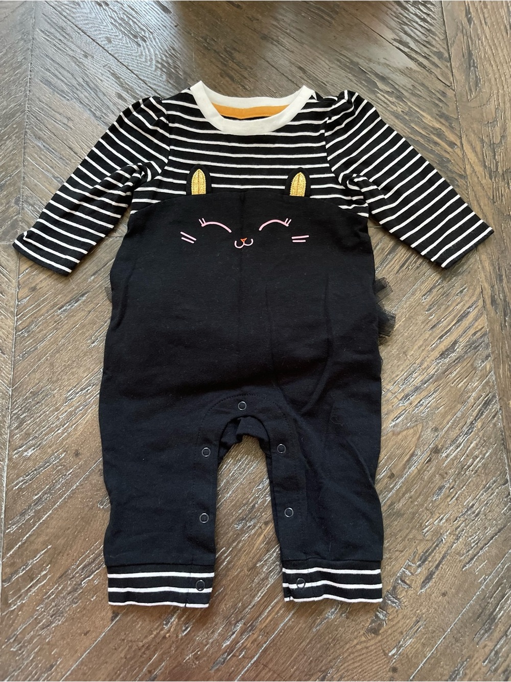 Cat and Jack Baby  Black Striped Cat Halloween One-Piece Size 0-3M
